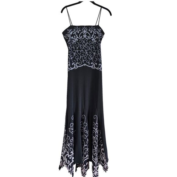 Roberta Bridal Dresses & Skirts - Vintage Roberta Y2K Beaded Black Midi Slip Dress Gown Size S Formal Whimsigoth